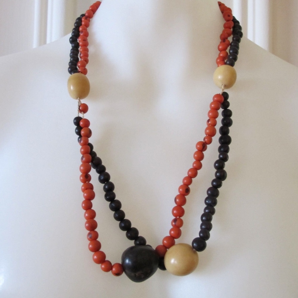 VEGETABLE IVORY Double Strand Necklace Tagua Nut